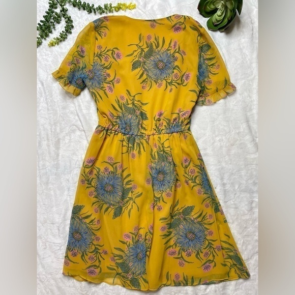 Madewell Sweetgrass Ruffle Sleeved Georgette Dress in Painted Blooms NWT Size 0 - Picture 4 of 16